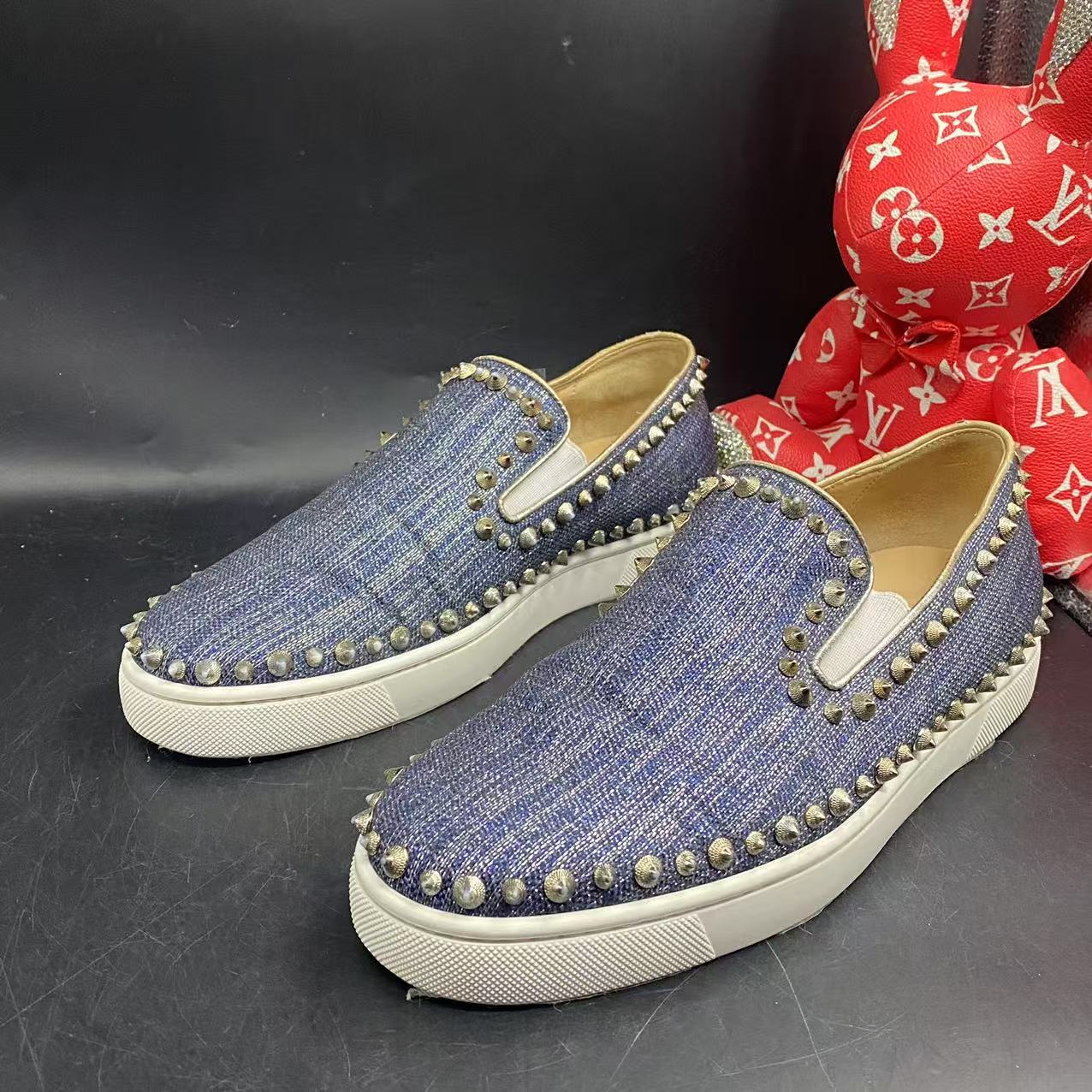 95新 Christian Louboutin/克里斯提·鲁布托 蓝色板鞋39码ddm823