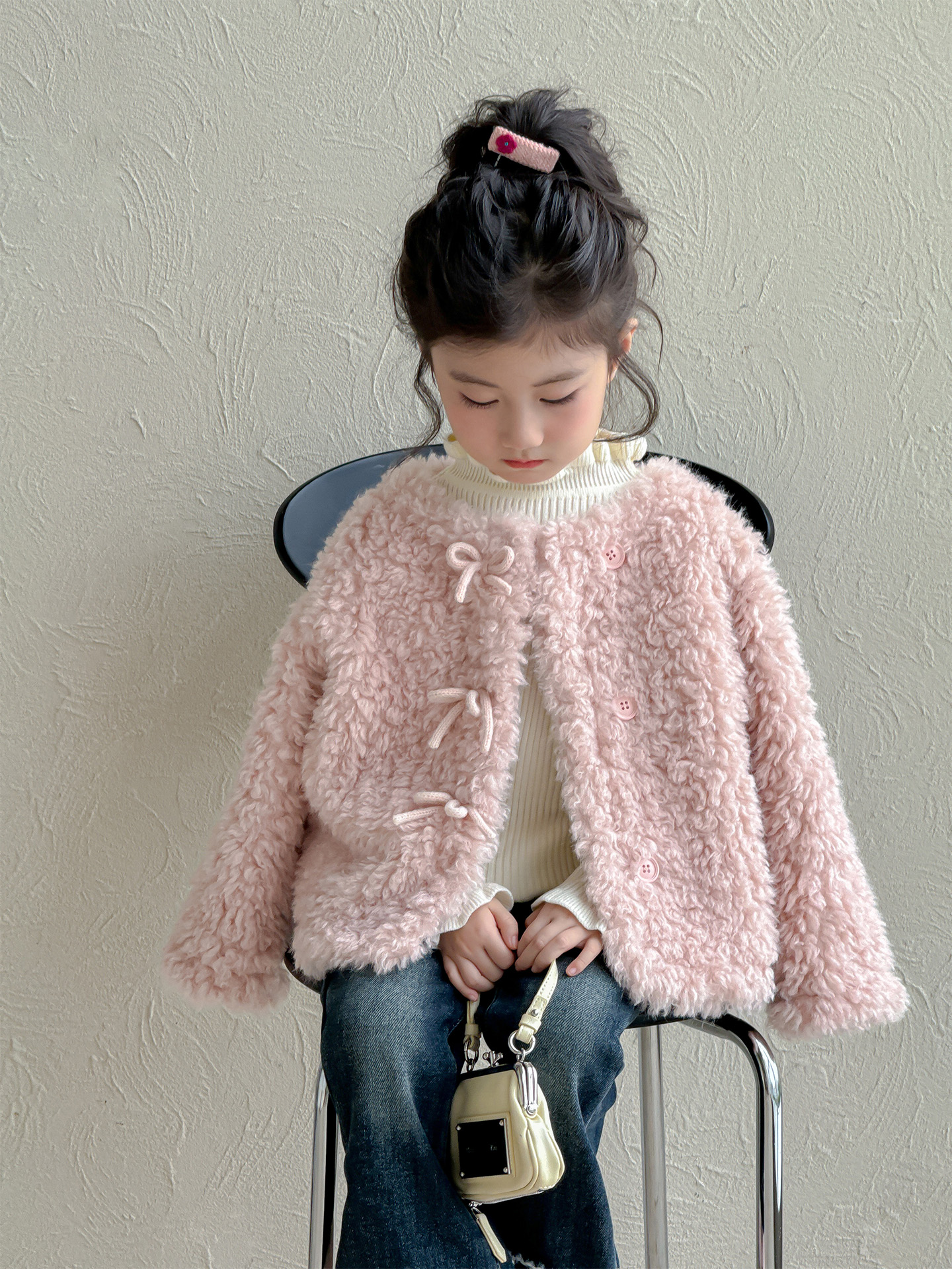 女童毛毛衣2025秋冬新款仿皮草高端毛毛衣女童甜美洋气皮毛一体