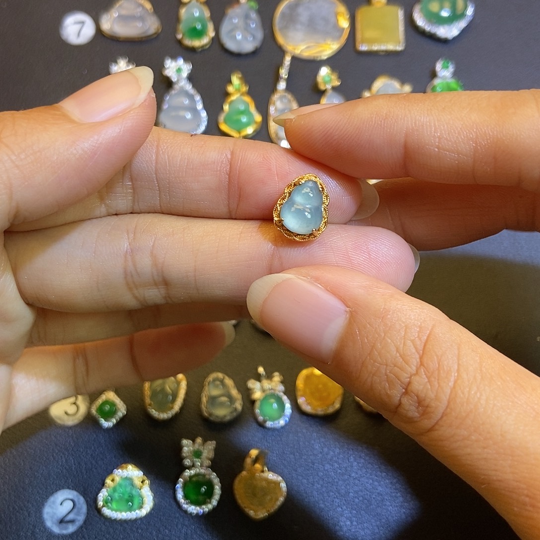 翡翠银S925镶嵌吊坠(不含链)