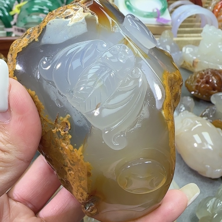 玛瑙/玉髓合金手把件