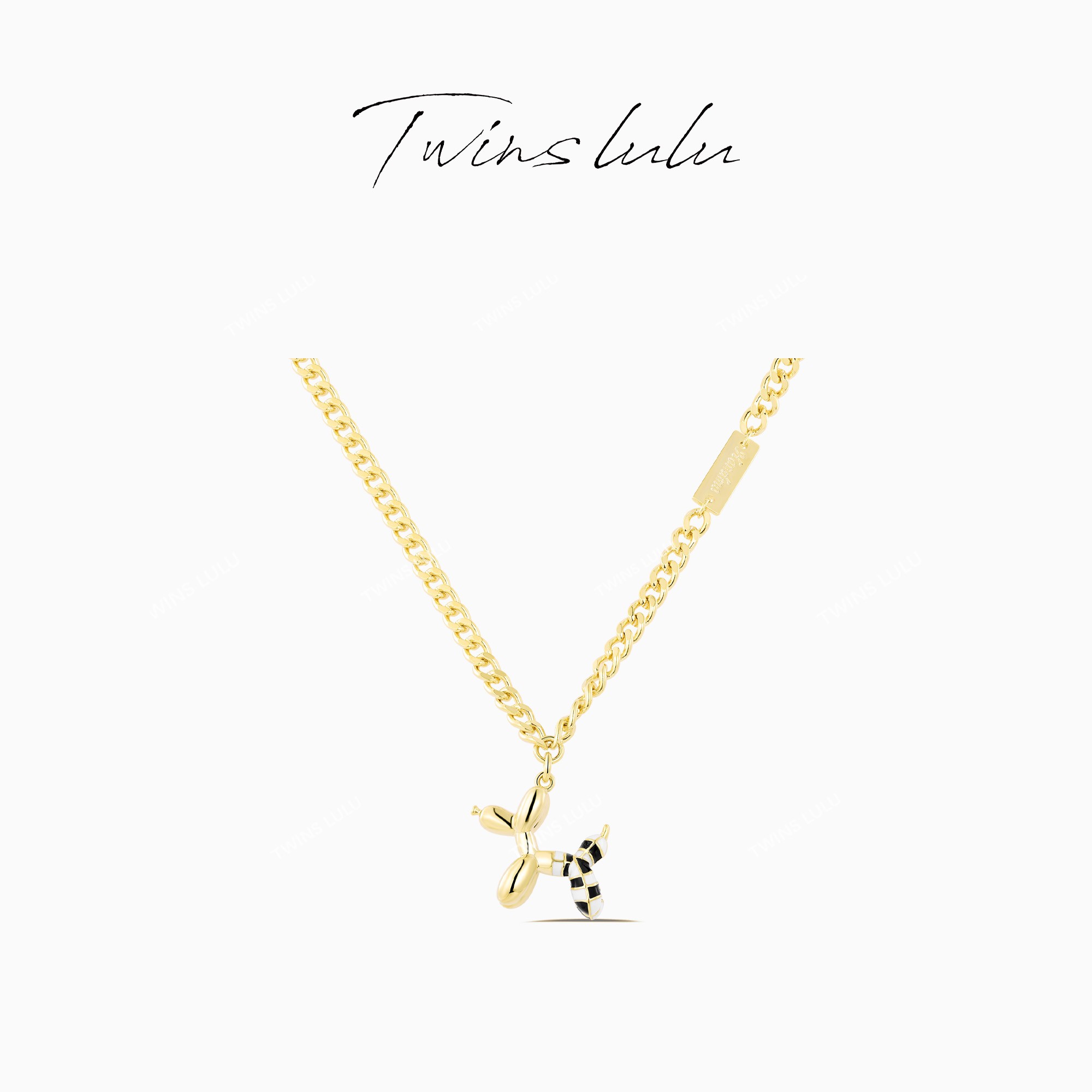 TWINS LULU 镀K金 ins简约休闲风高级感气质小众小狗项链TSJ9211