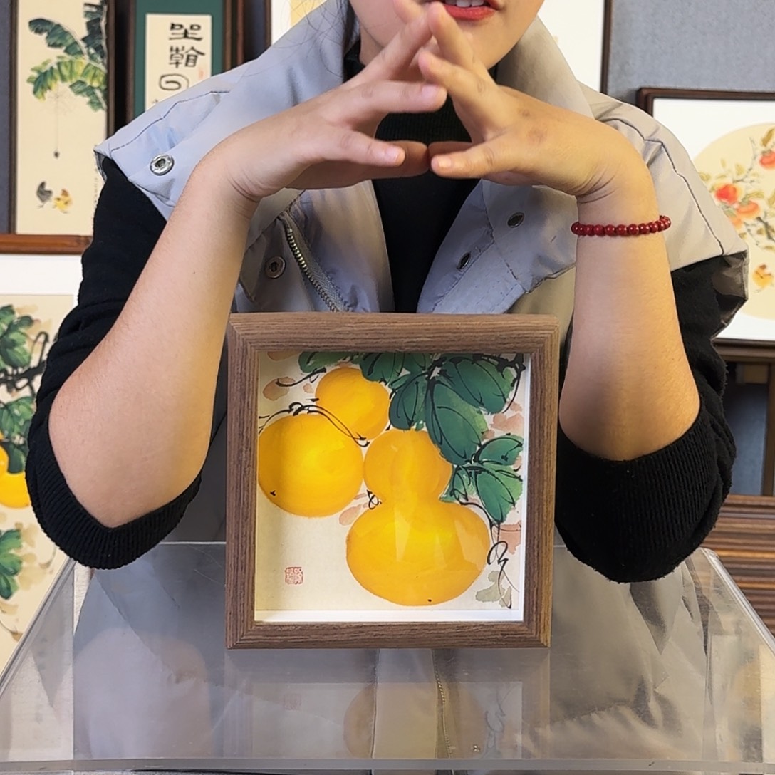 国画手绘带框尺寸：15*15