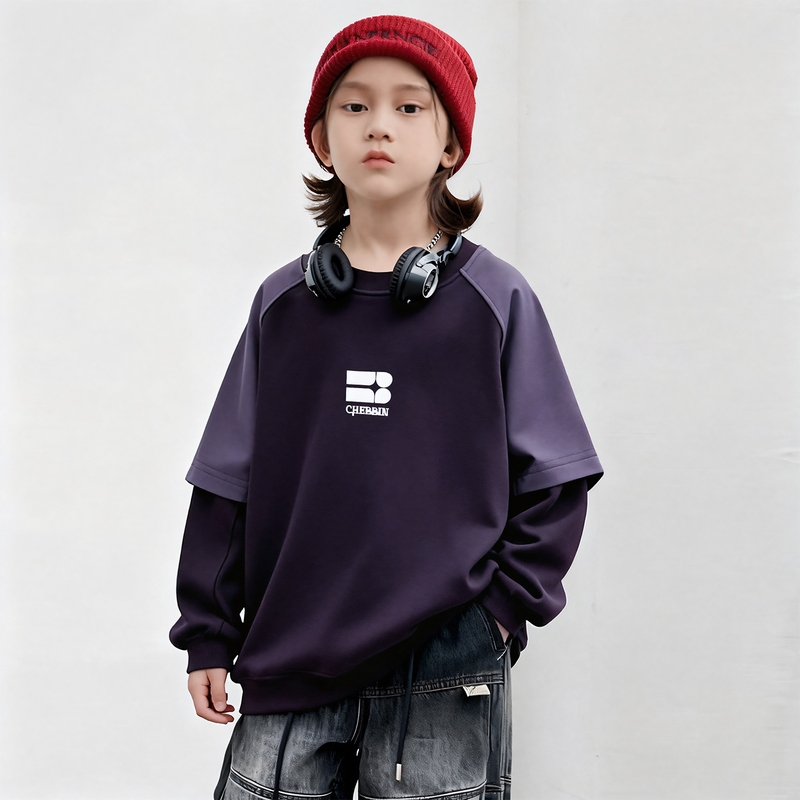 男童秋冬卫衣2025新款中大童秋装休闲长袖儿童春秋款拼接韩范上衣