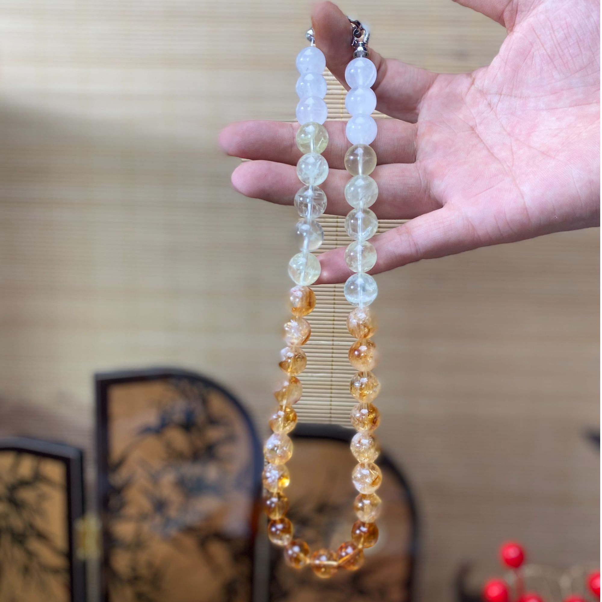 AGL132【美拉德渐变黄塔】天然水晶黄塔晶净体项链渐变美拉德色系