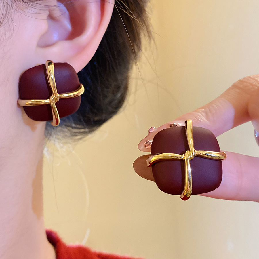 铜合金耳饰 交叉缠绕耳环轻奢设计百搭耳钉小众时尚气质耳饰192