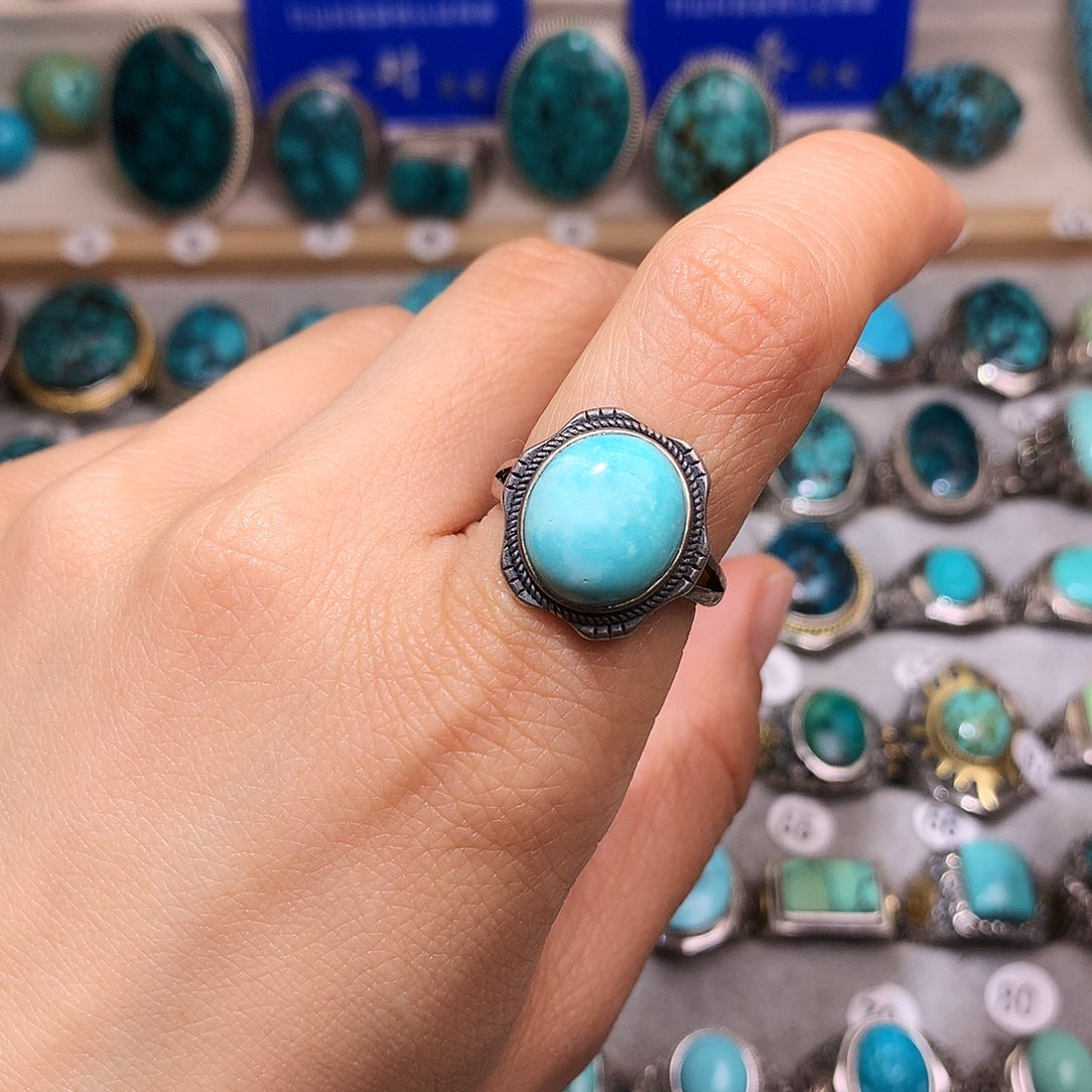 绿松石挂件银S925镶嵌