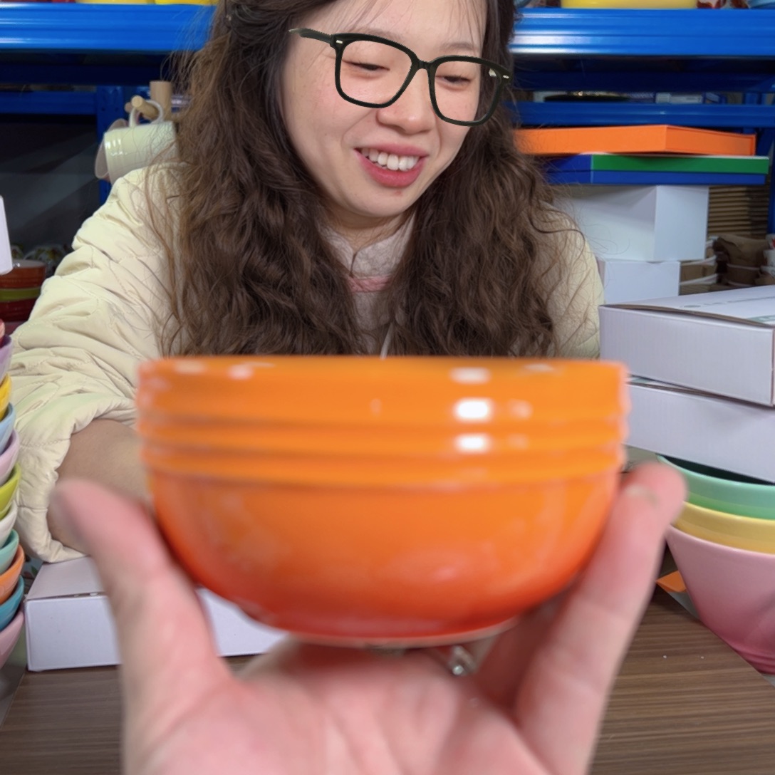 m***n陶瓷轻虹橙色米饭碗