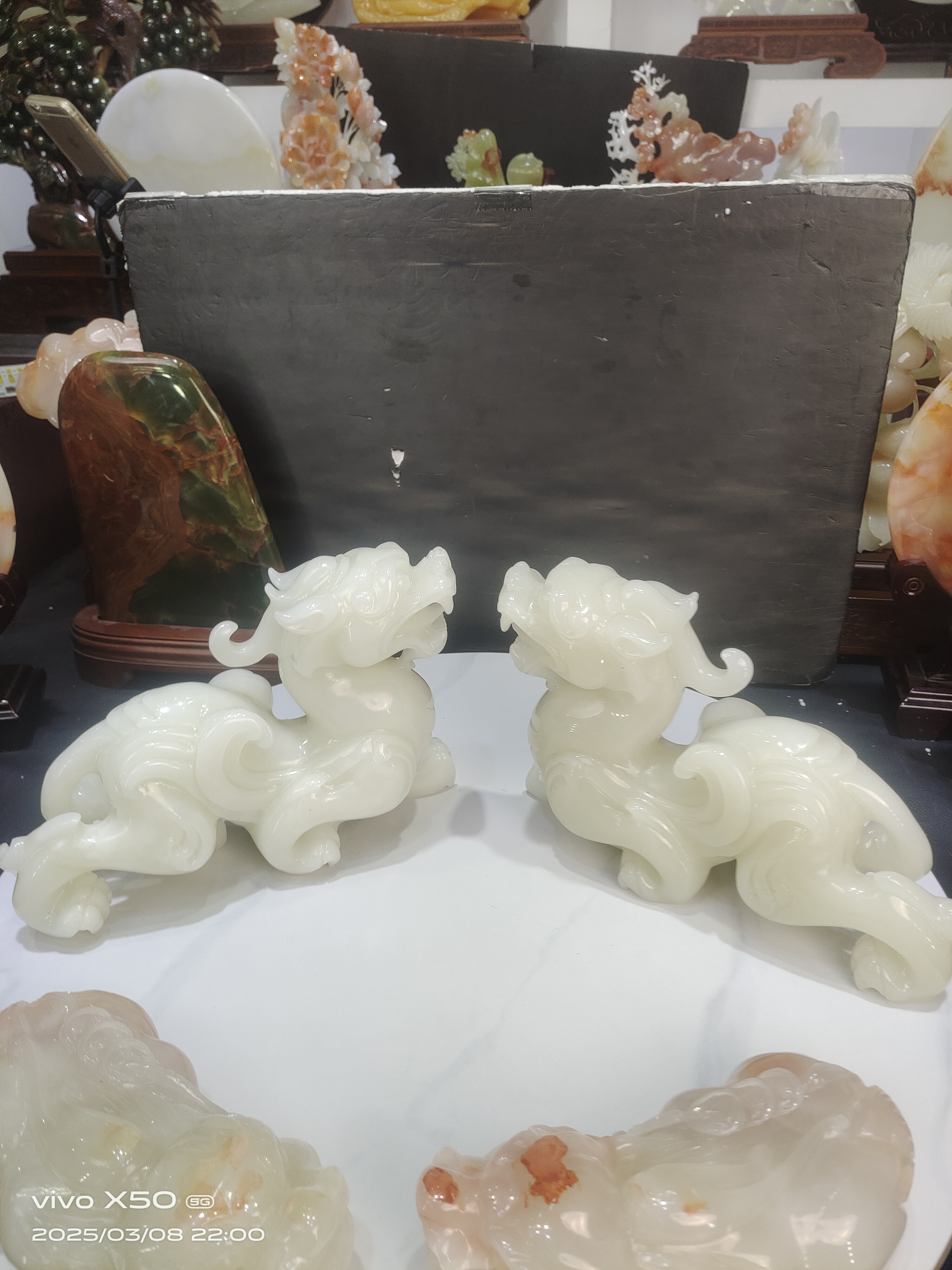 ＂福禄双全＂天然伊朗红花冰玉摆件客厅玄关乔迁新居开业礼物装饰品