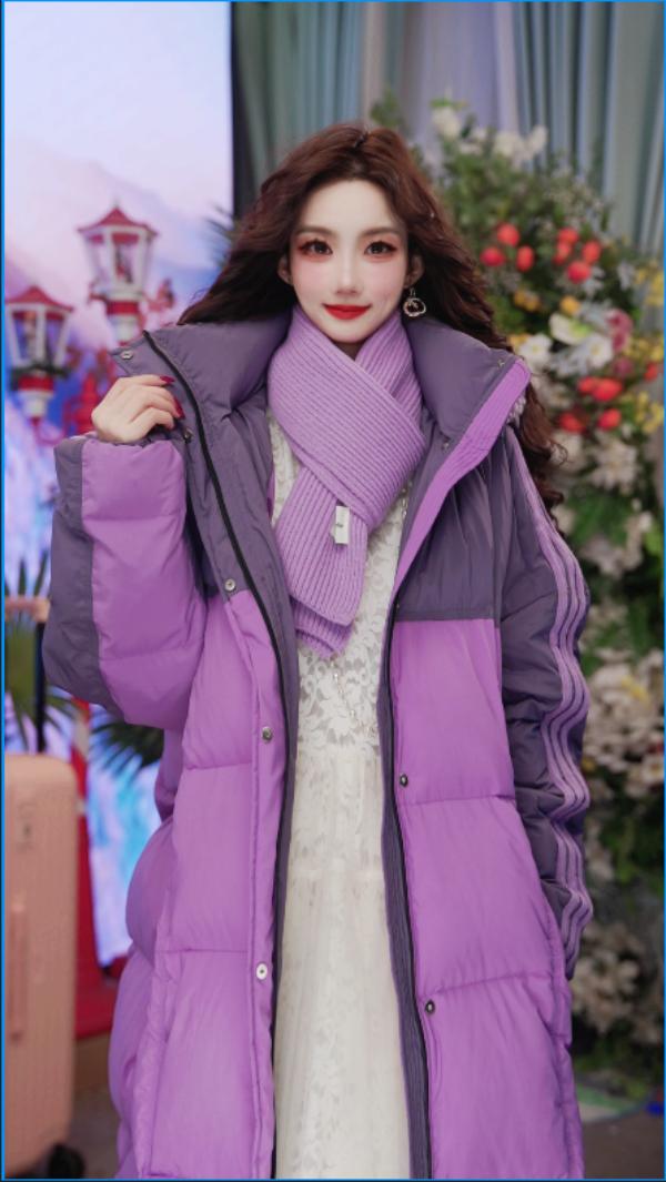 冬季新品时尚优雅宽松长款女装羽绒服261P1101