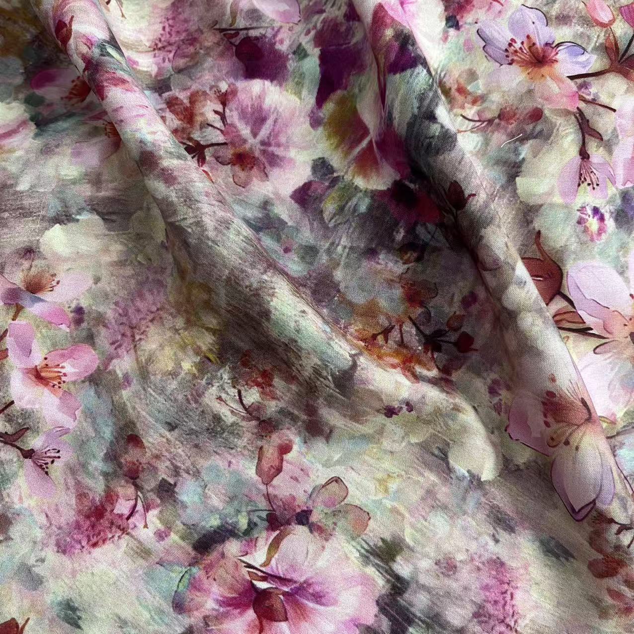 【绒兰】袋鼠国订单! 棉绸布料莱赛尔升级款 71号锦簇桃花