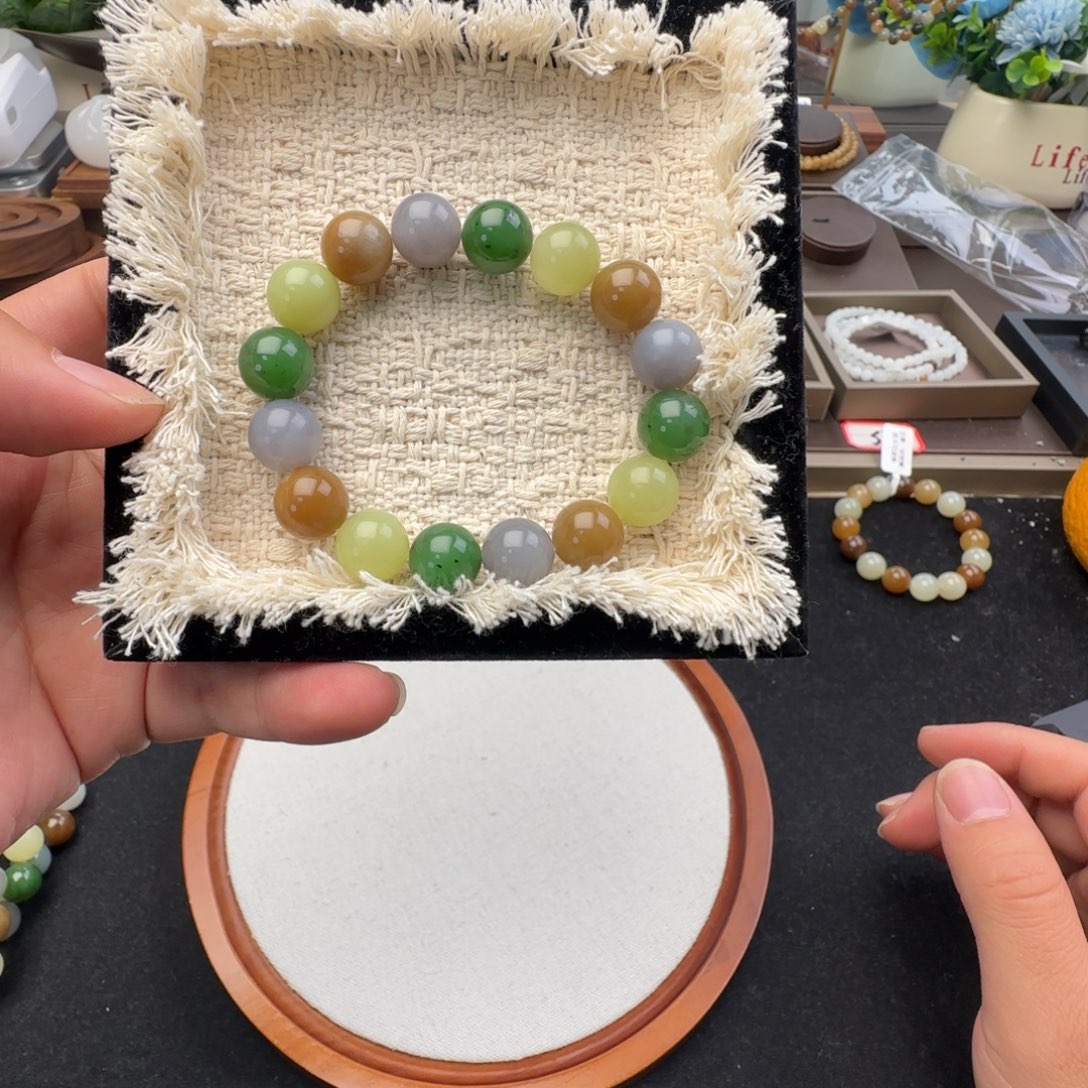 和田玉未镶嵌手链卡12多宝，6