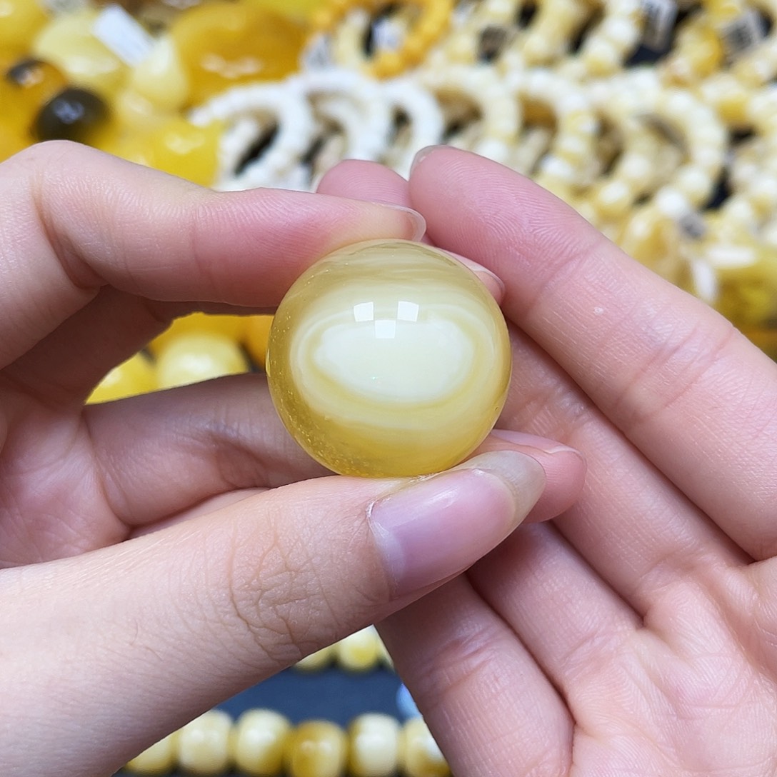 裸石蜜蜡未镶嵌圆珠26.4mm金沙