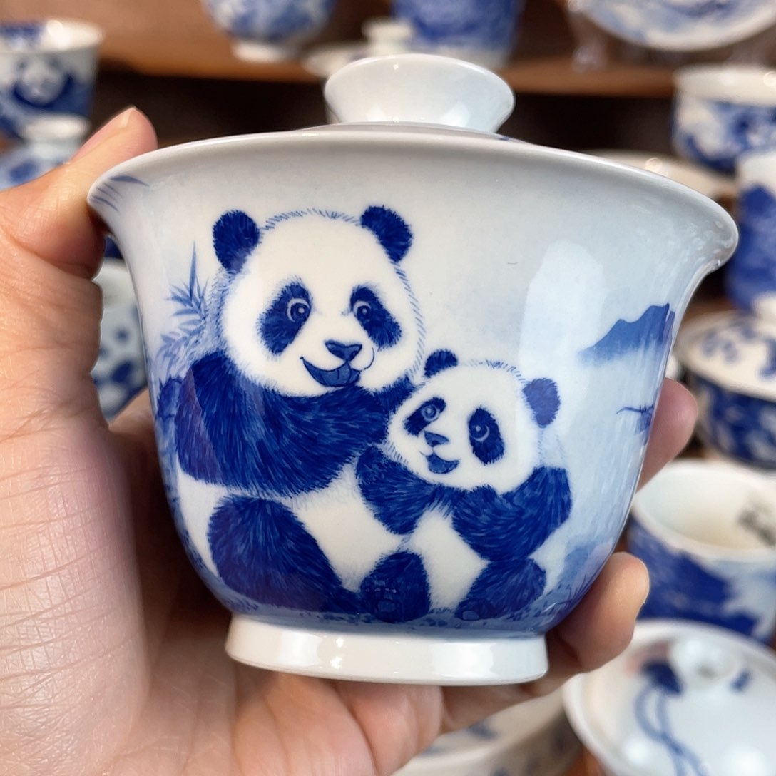 泥藝瓷梦子母盖碗