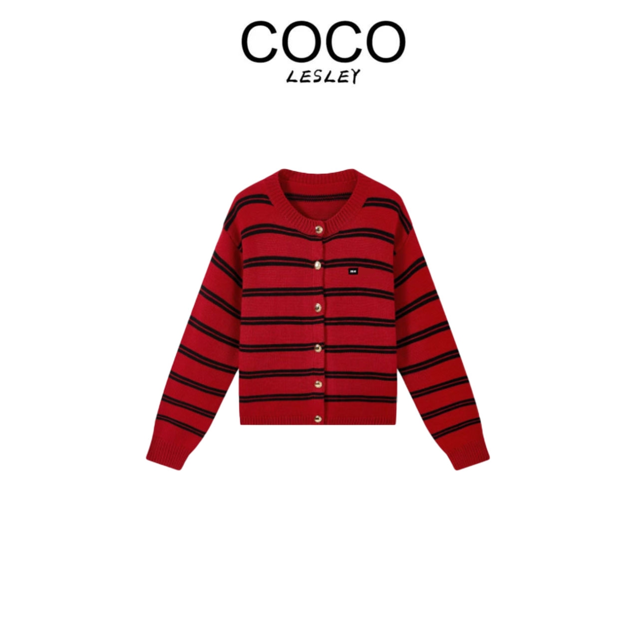 【江南雨滴】秋冬新款F韩版圆领撞色条纹针织宽松上衣518号