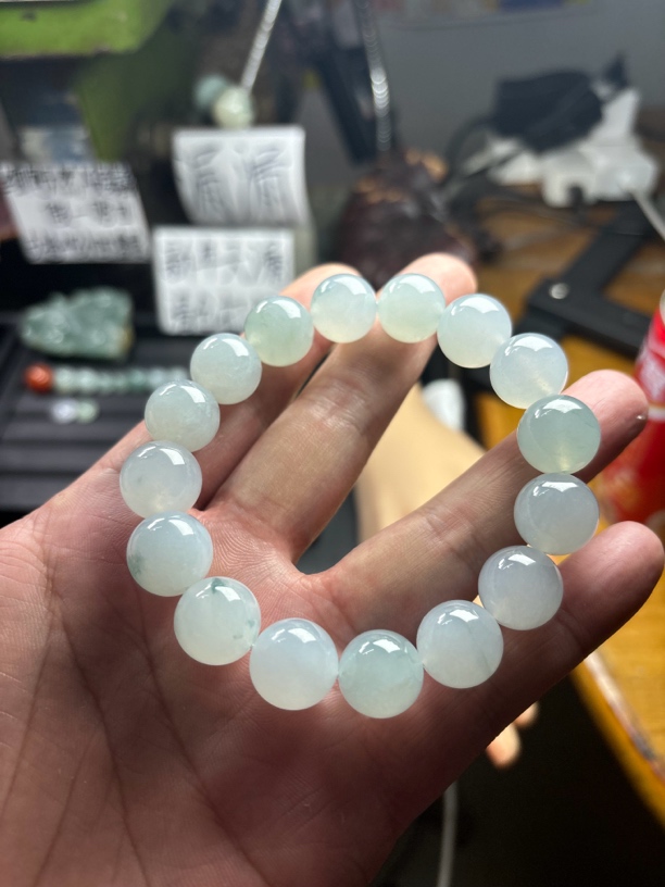 缅甸天然翡翠老糯冰胶卡14 16粒