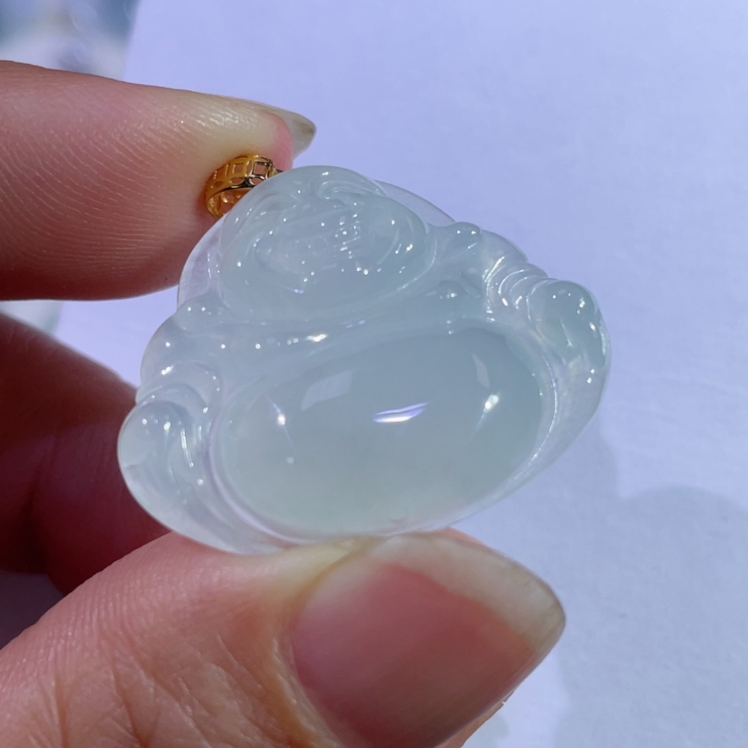 翡翠颈饰18K金镶嵌佛公