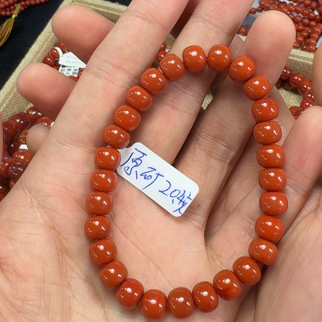 南红玛瑙手链未镶嵌原矿南红手串8mm瓦西老型柿子锦