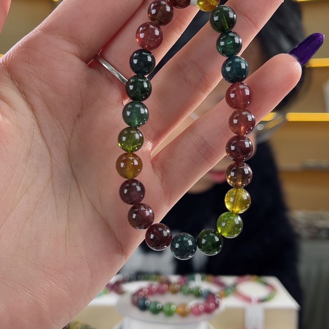 碧玺碧玺8mm多样性发一件未镶嵌宥***记