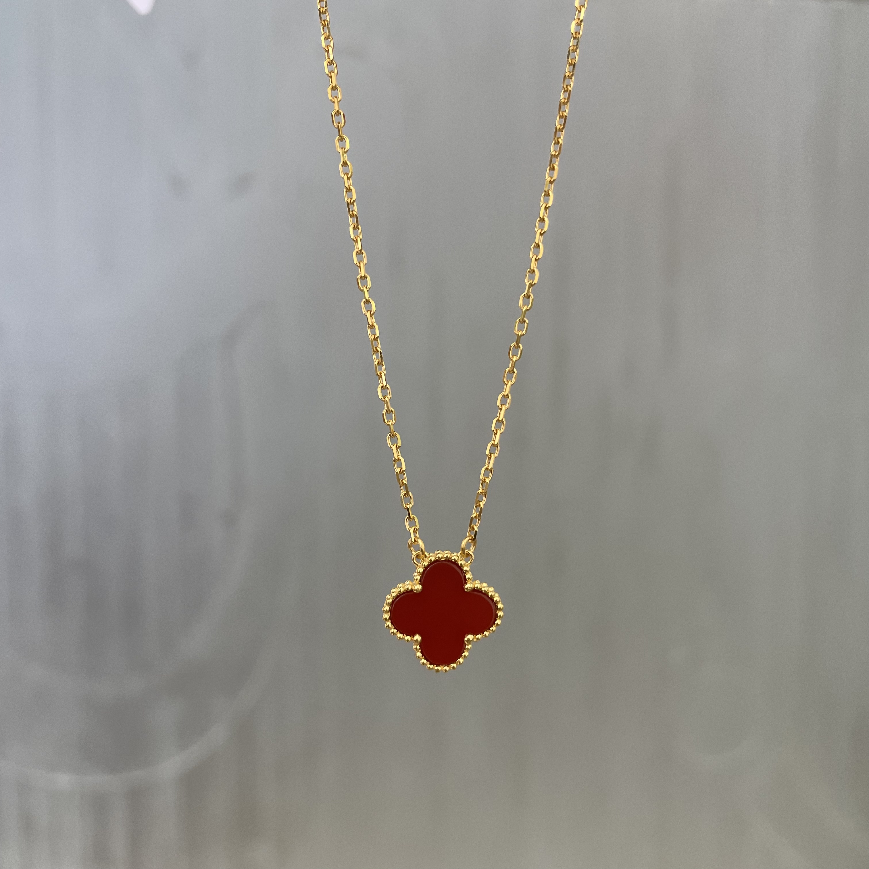 红色四叶草套链 龙虾扣足金999