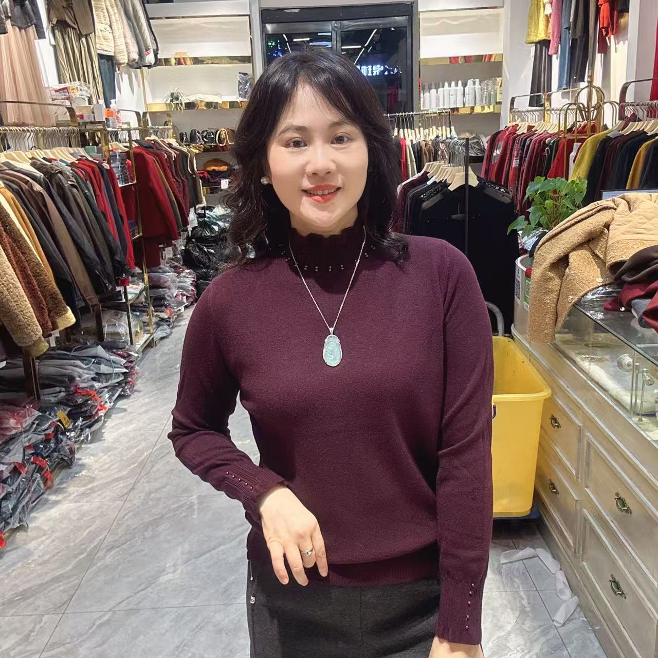 10-6689针织半高领线衣58长