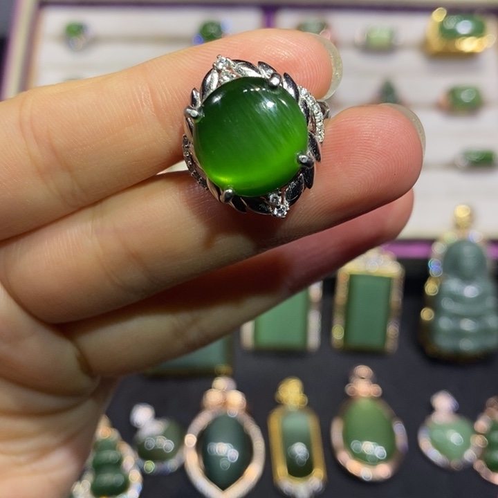 和田玉（碧玉）银S925镶嵌颈饰