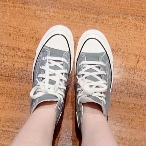 笑妈帆布鞋灰色系（部分瑕疵）偏大半码