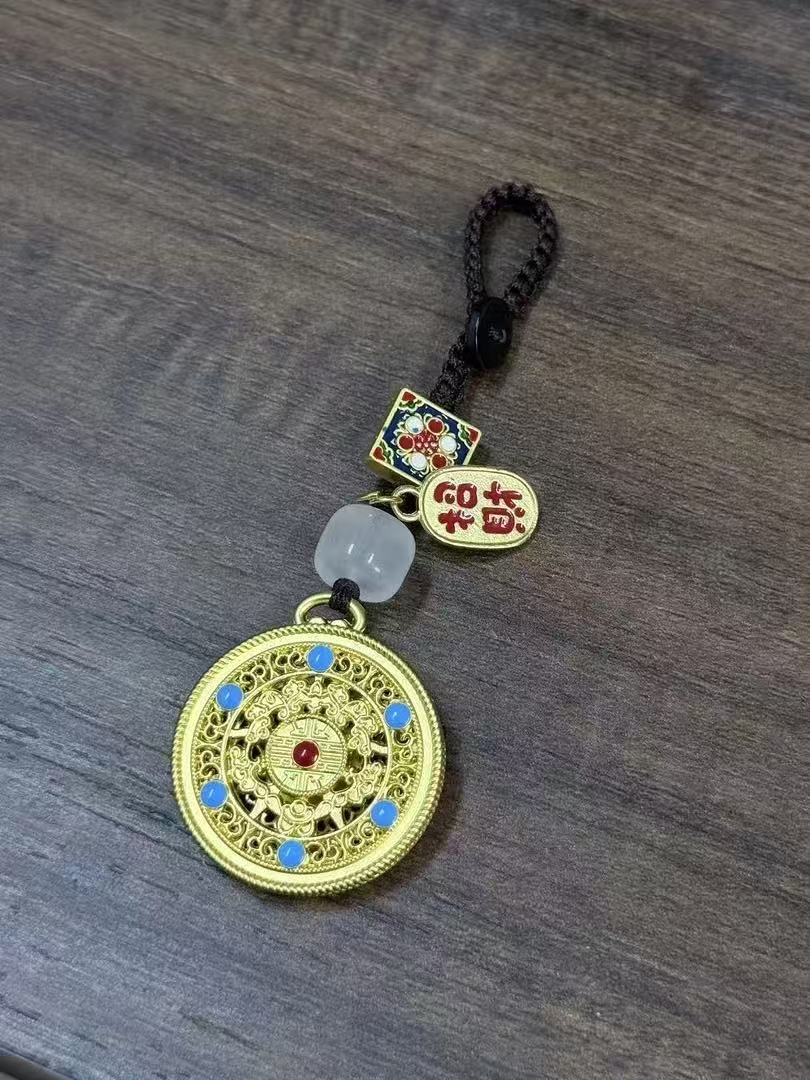 合成金属布艺手链 八宝罗盘招财挂坠