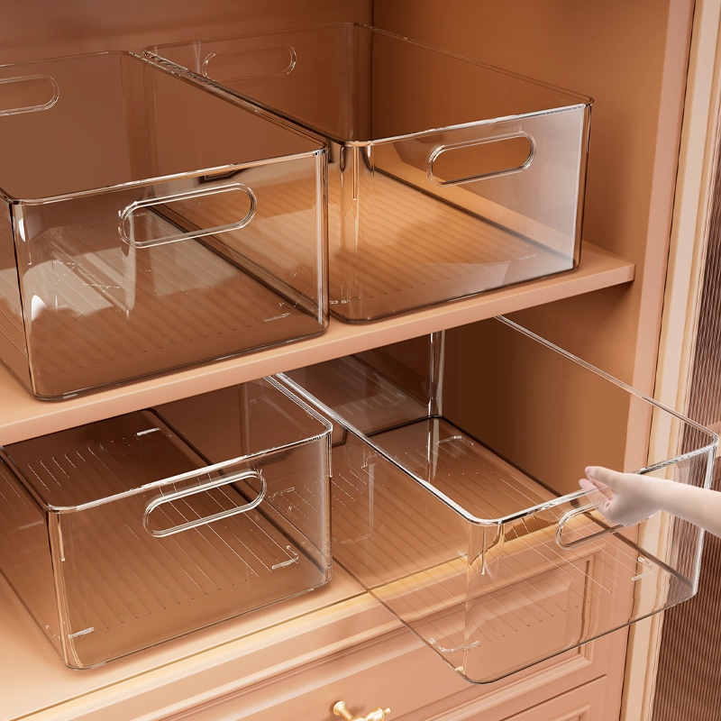 收纳筐家用橱柜厨房塑料桌面储物玩具杂物零食置物长方形收纳盒子