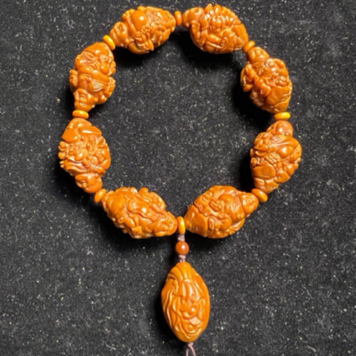 手工精雕八宝弥勒核雕