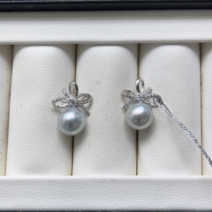 耳饰海水珍珠银S925镶嵌8-9mm 35号