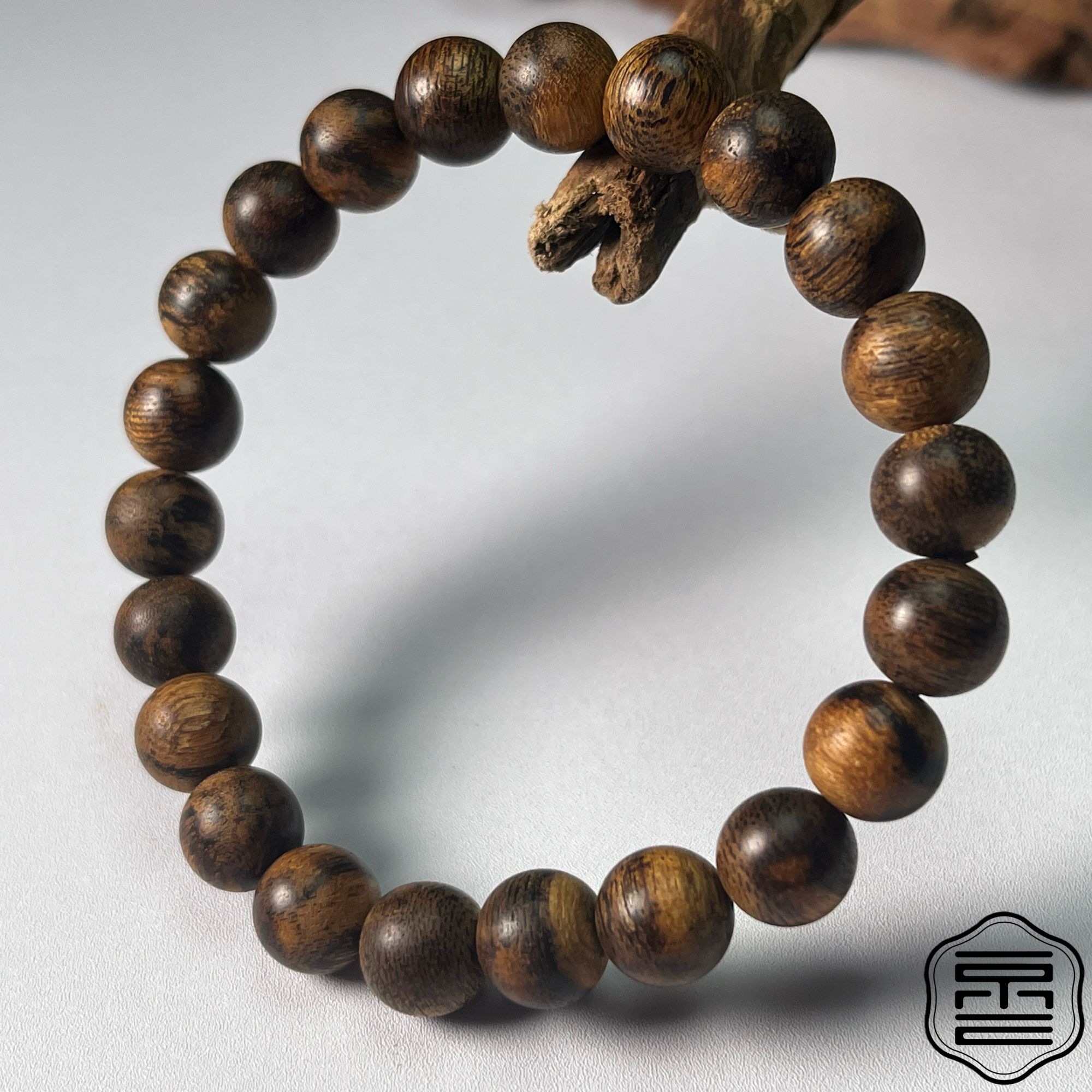 沉香越南黄油格沉香手串8+mm单圈手串 九九沉