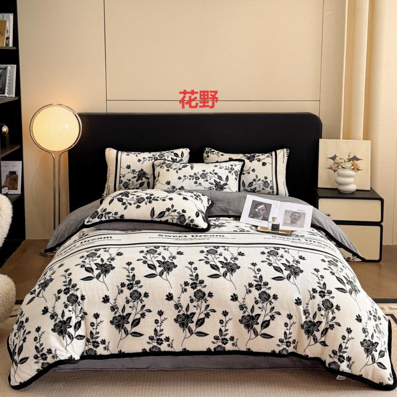 牛奶绒印花冰丝四件套轻奢床单夏被床品