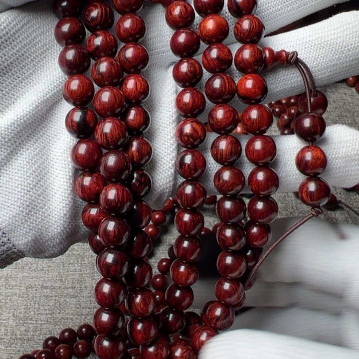 木已*置海南红降0.8圆珠108颗红油多圈