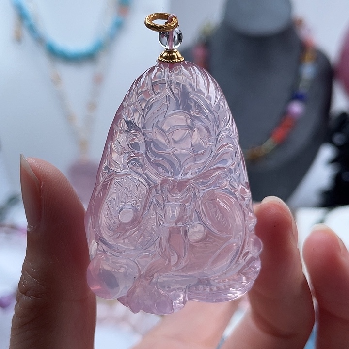 水晶珠宝半成品未镶嵌净体粉水晶