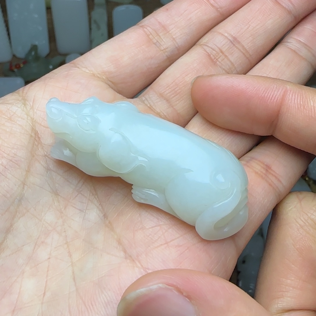 和田玉挂件未镶嵌旺财