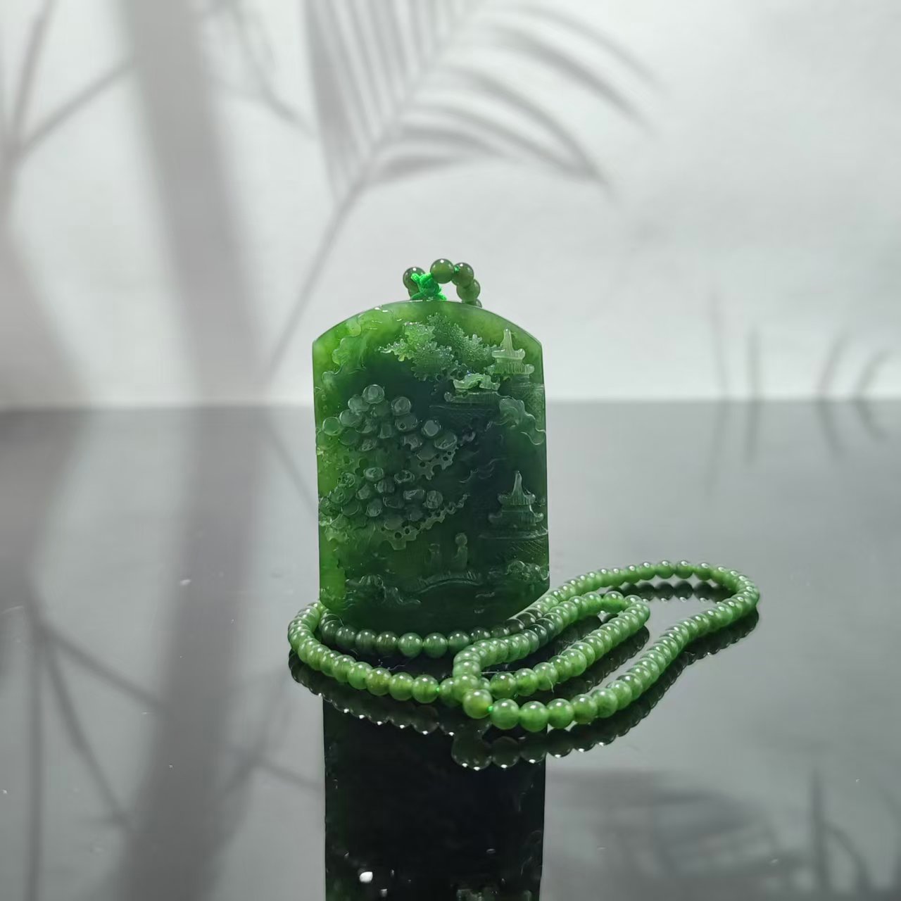 N和田玉碧玉山水吊坠0893