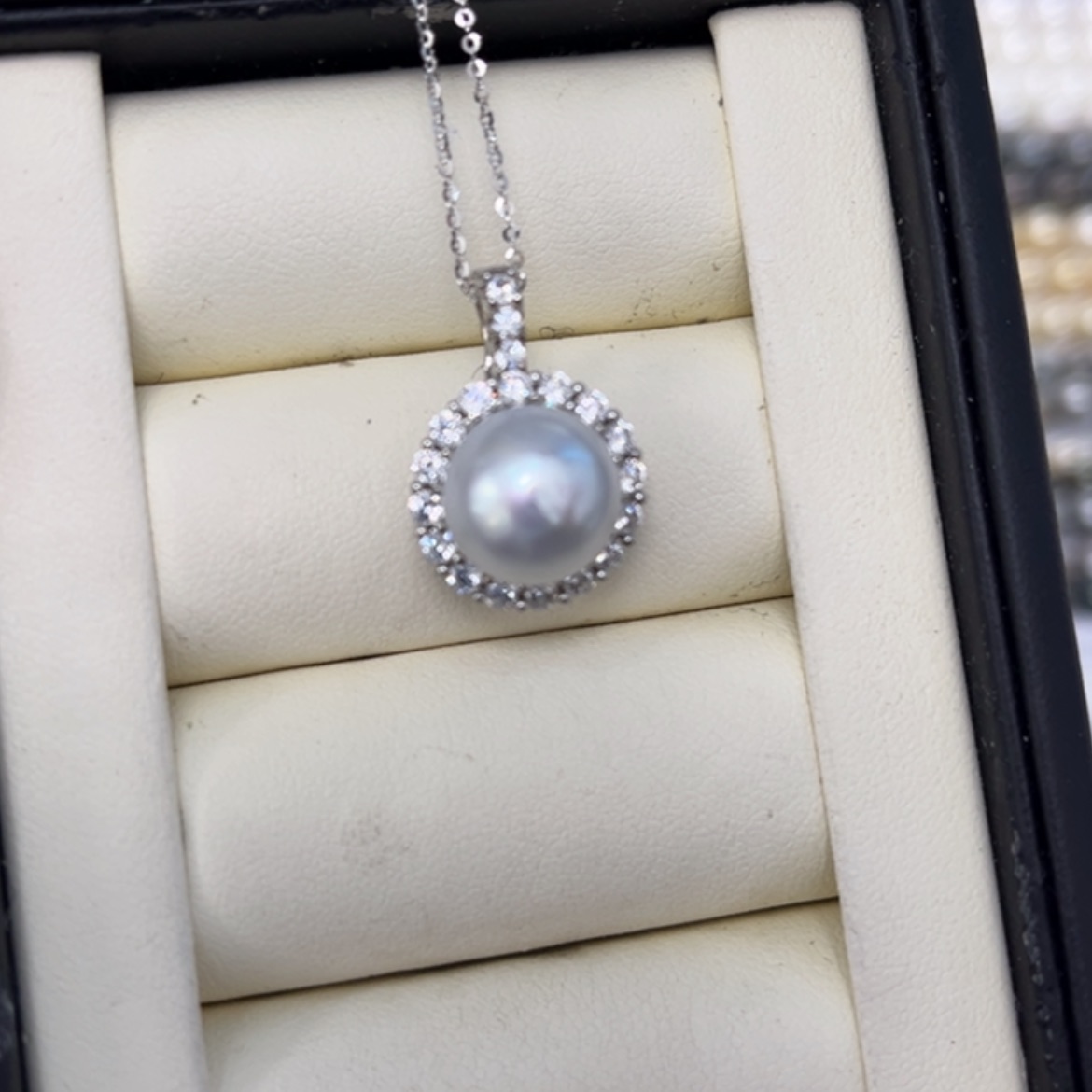 【闪购商品】海水珍珠颈饰银S925镶嵌海水澳白11.2mm