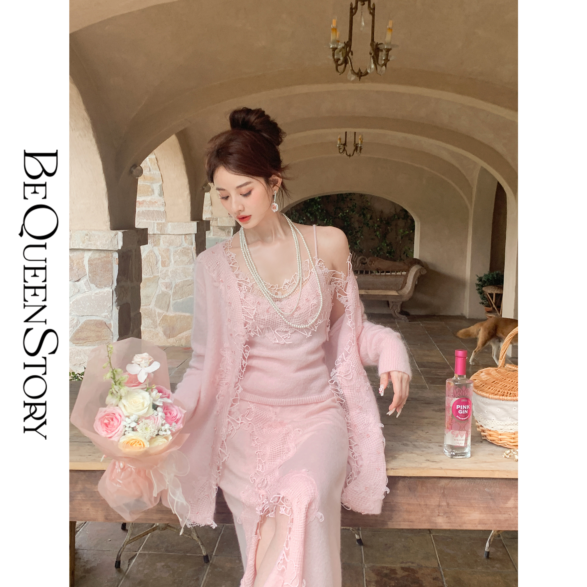 余潇潇【快乐音符】羊驼毛马海毛重工蕾丝织绣柔软毛衣三件