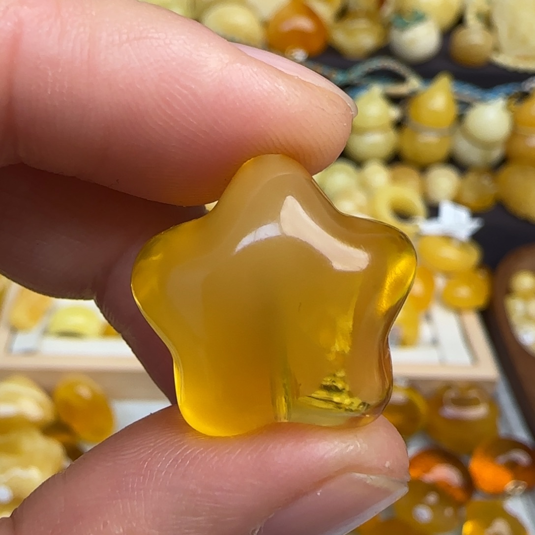 蜜蜡吊坠(不含链)未镶嵌天然俄料蜜蜡星星吊坠