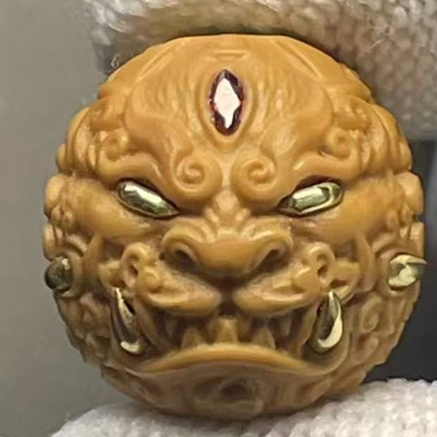 全品精工雕刻单颗猴头手串文玩可盘玩