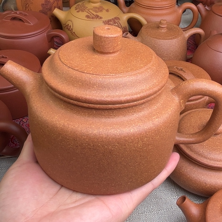 紫砂茶壶原矿黄降坡20目德钟精工半手500➕2杯