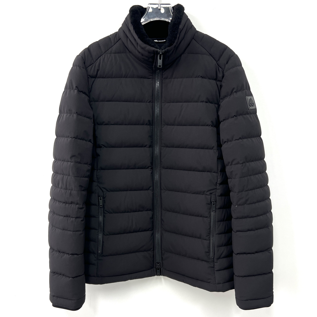 99新 MOOSE KNUCKLES/慕斯纳可兹 小剪刀黑色羽绒服外套 鹅绒 S码