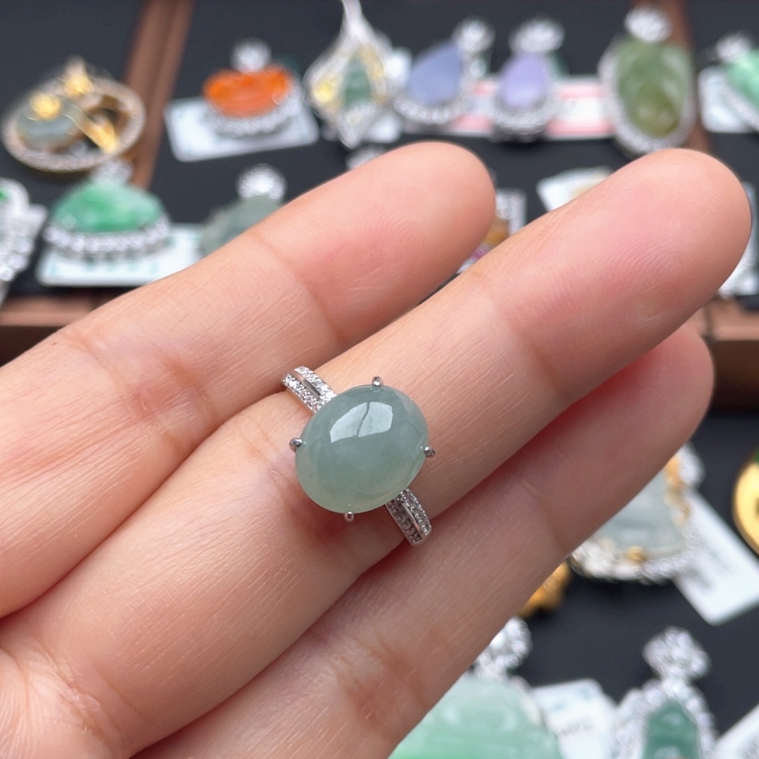 翡翠银S925镶嵌戒指
