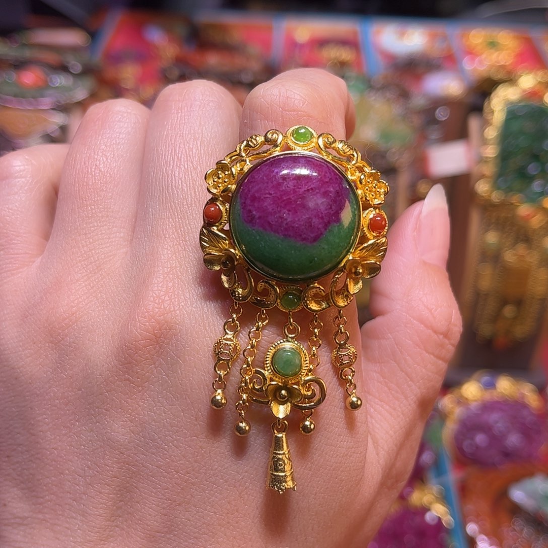 银S925镀金镶嵌红宝石戒指