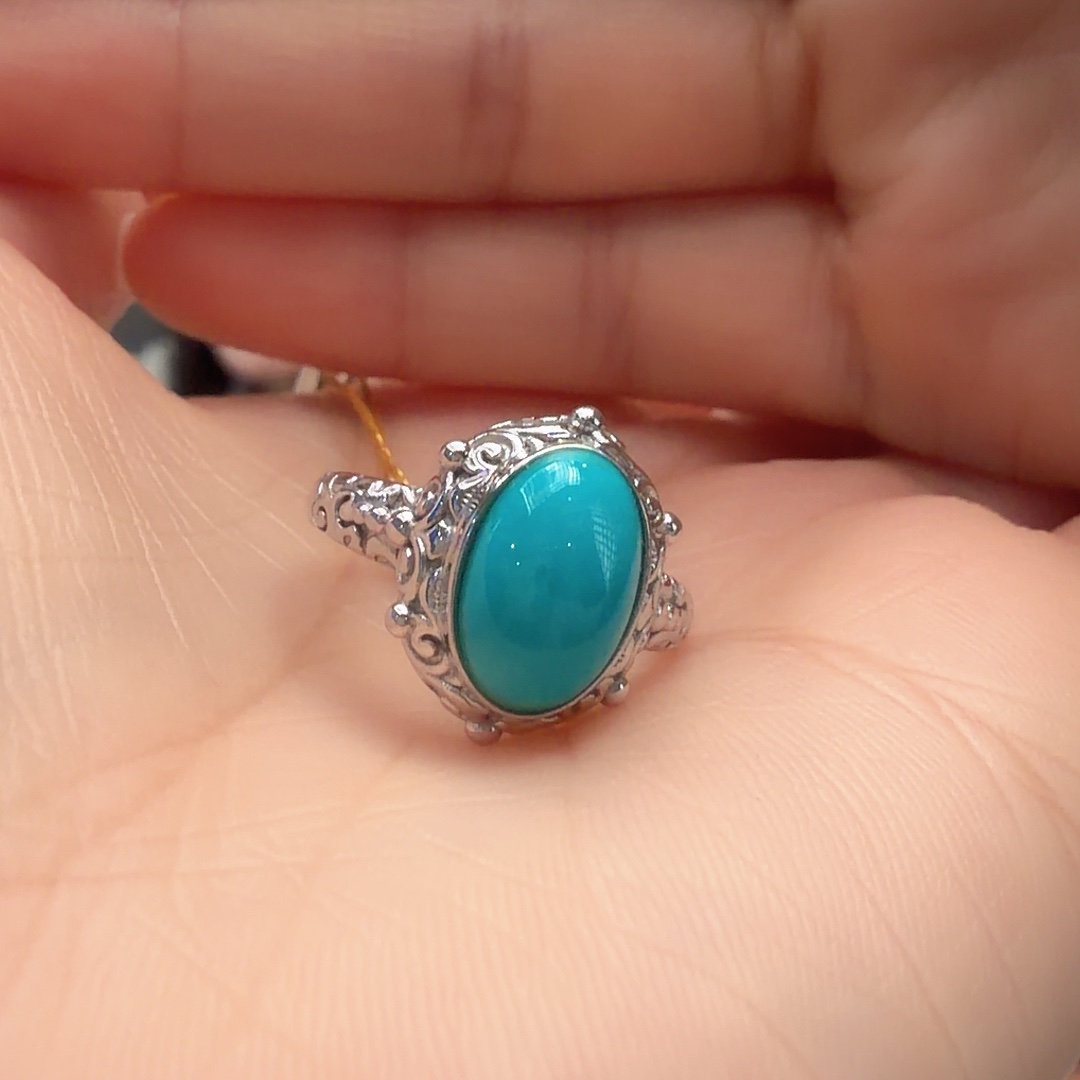 绿松石银S925镶嵌戒指
