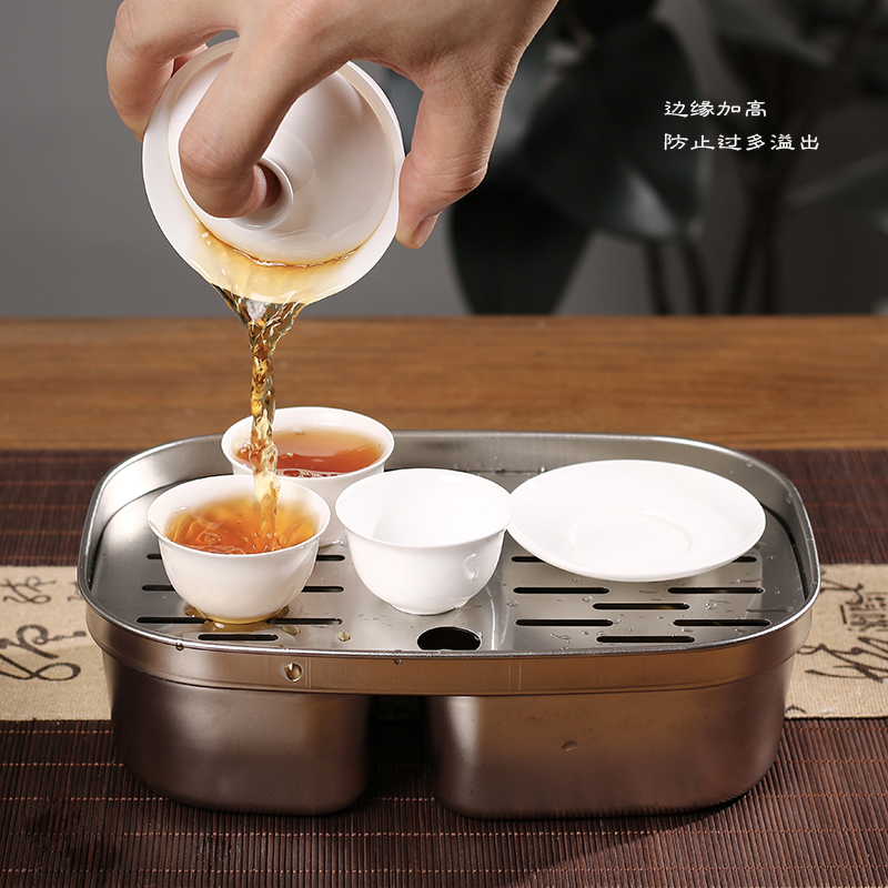 潮州不锈钢工夫茶盘储水家用户外便携茶托盘茶具全套旅游干泡台