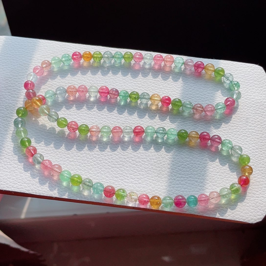 碧玺未镶嵌手链6.8mm左右