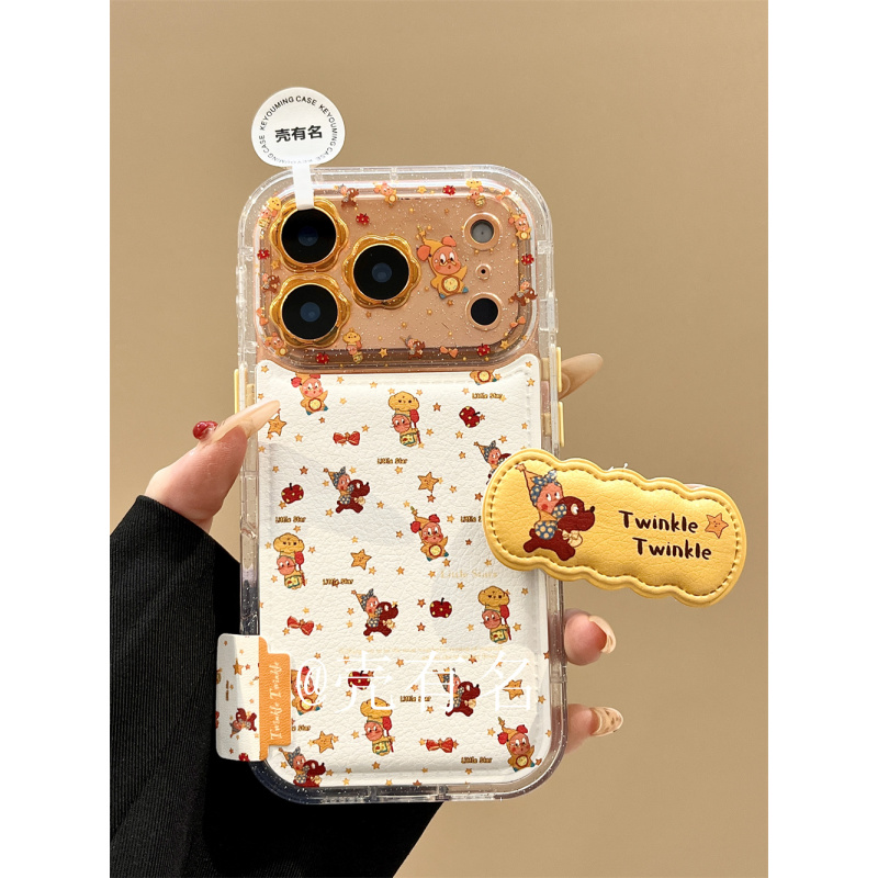 高级滴油花朵镜星星人合集折叠支架适苹果17手机壳iPhone16/15/14