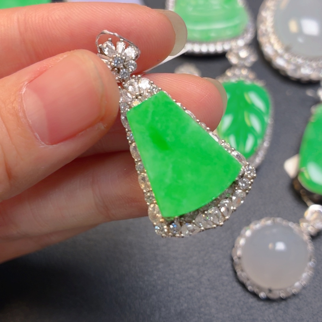 翡翠银S925镶嵌吊坠(不含链)