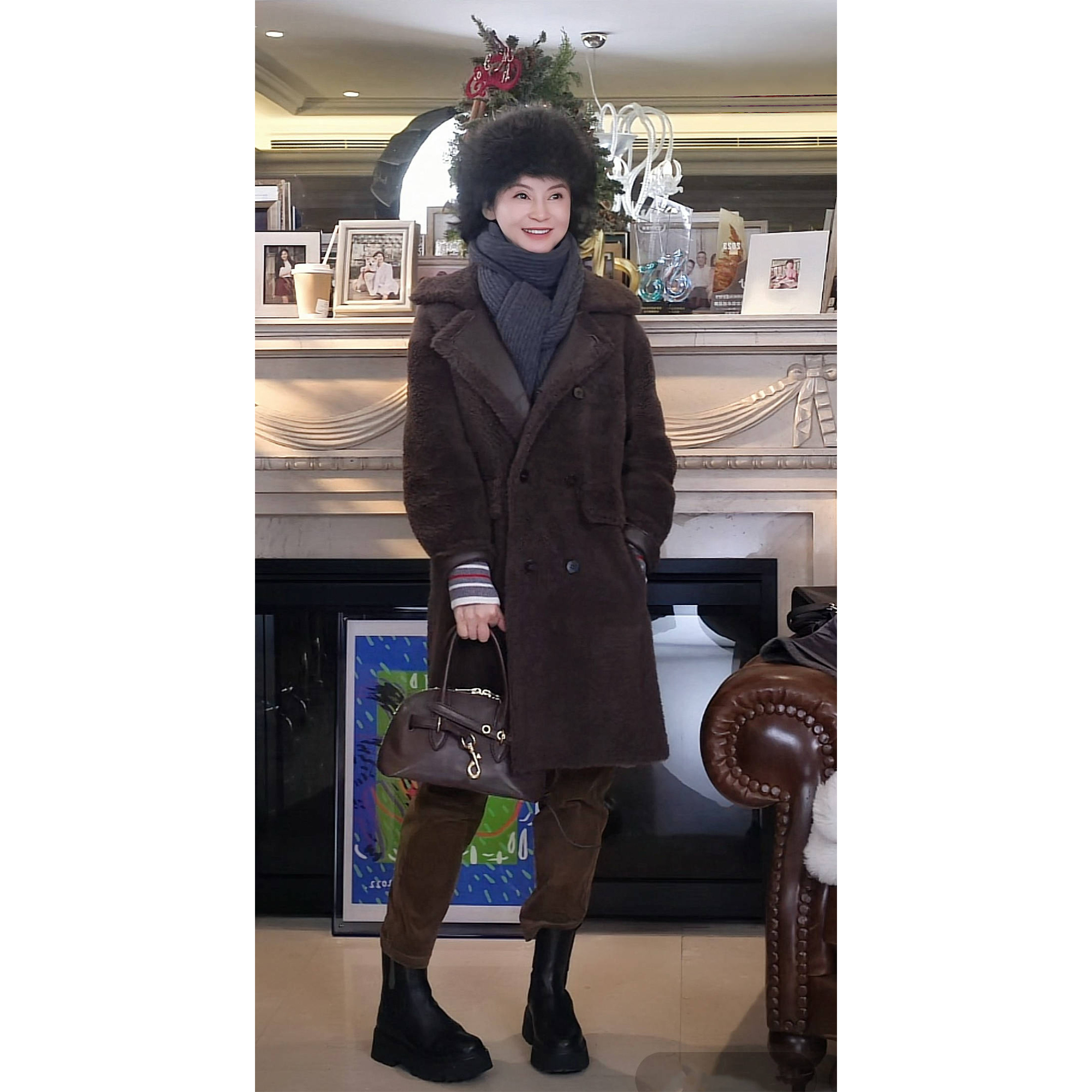 我是摩羯 卷卷冬日 南非进口奥尔良希尔羊毛长袖大衣外套